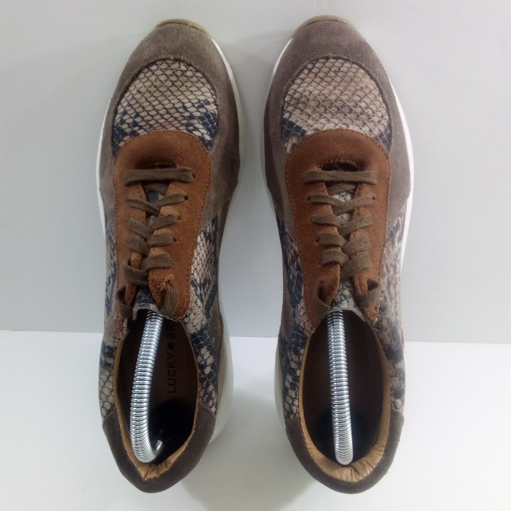 Lucky Brand Oaklyn Women 10 Snake Print Brown Leather Casual Shoes - Picture 6 of 9